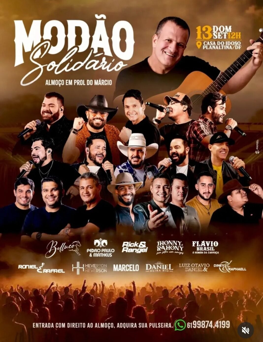 Modão Solidário reúne música e solidariedade neste domingo (13) em Planaltina